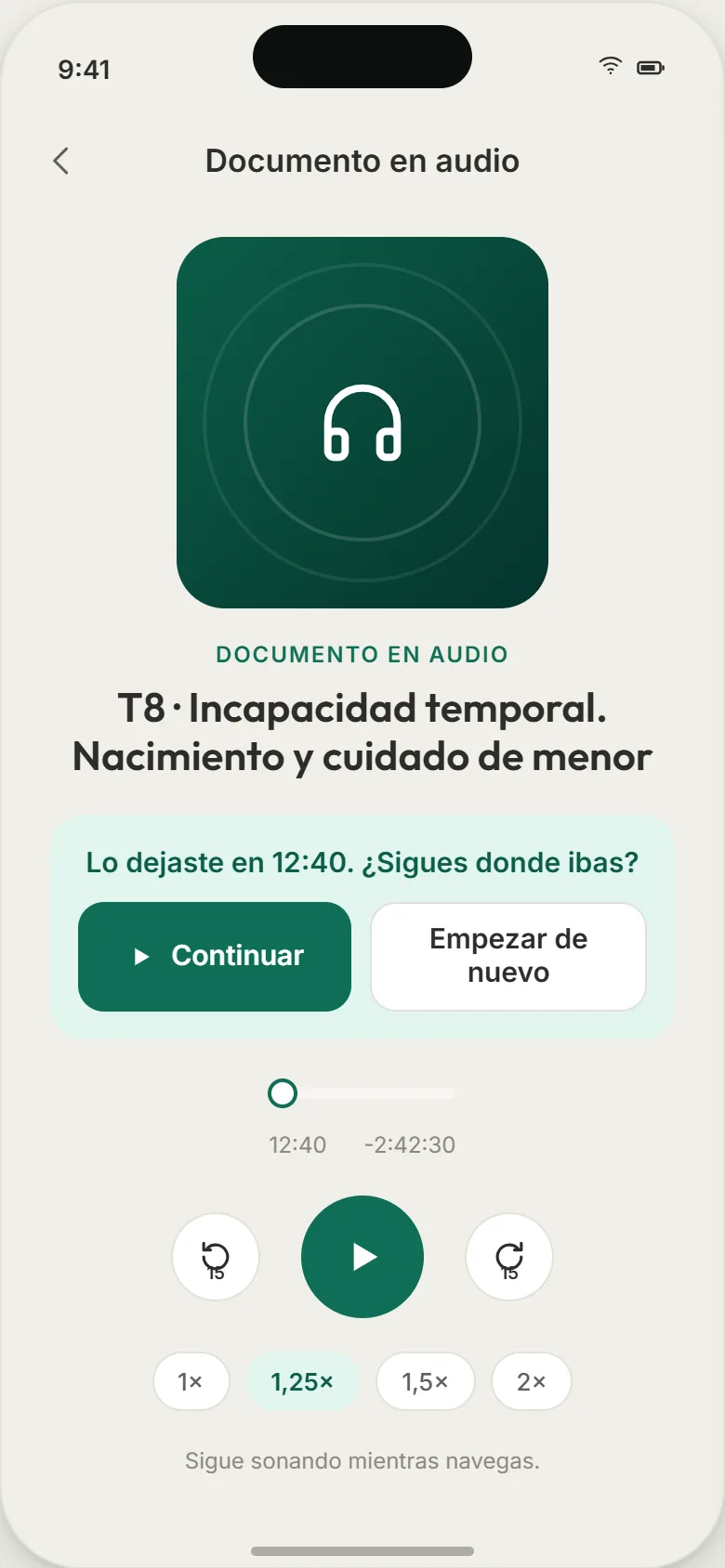 Repaso en audio en el móvil