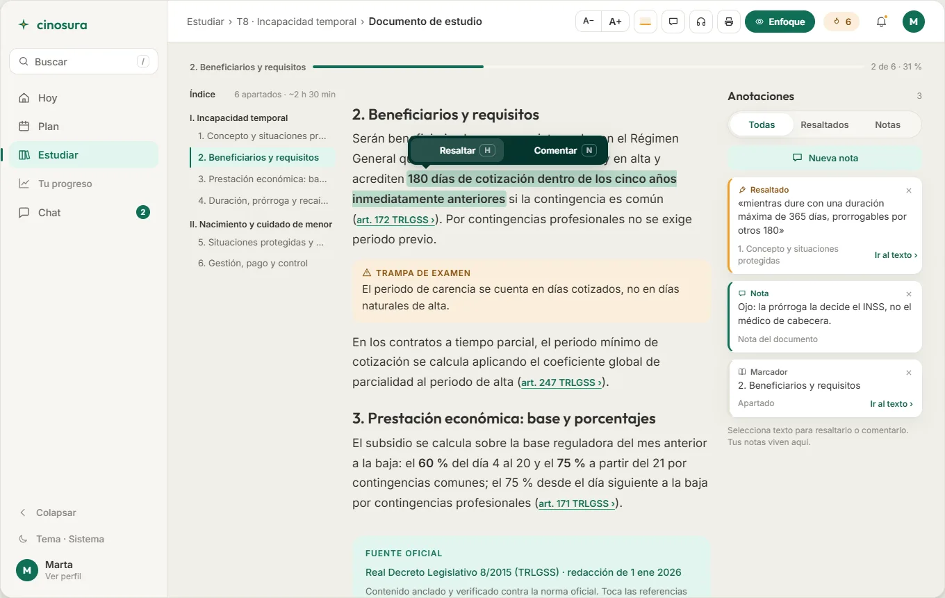 Documento de estudio con citas a la norma